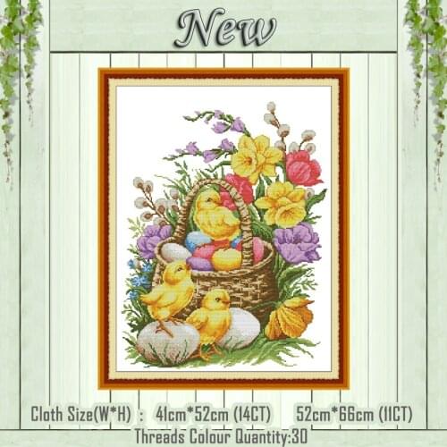 Chickens and flowers animal diy home decor painting counted printed on the canvas DMC 11CT 14CT kits Cross Stitch needlework Set