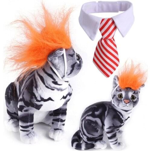 Pet Halloween Headdresses and Tie Dress Up Pet Suit Wig Accessories for Cats/Dogs Pet Supplies