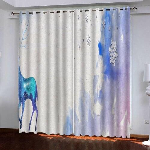 Soundproof windproof curtains Luxury Blackout 3D Window Curtains For Living Room Bedroom Customized size blue curtains
