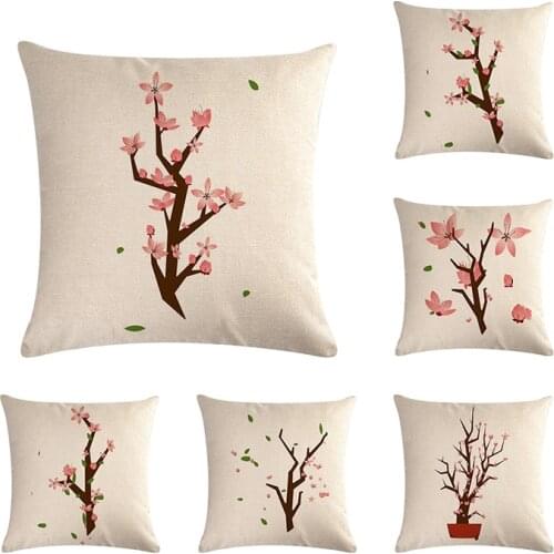 Personalized Flower Pot Pattern Cushion Cover Flax Warm Simple Style Pillow Home Decoration