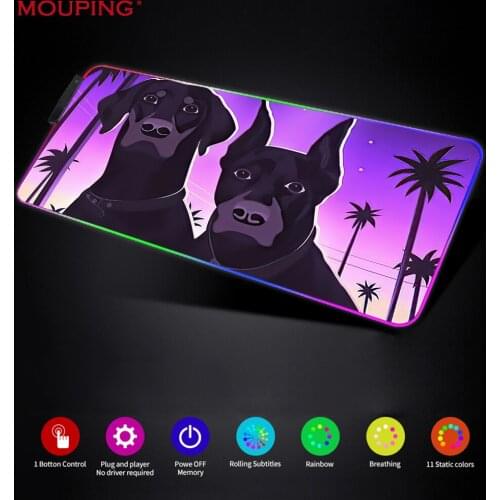 Led Mouse Pad Dog Backlit Keyboard Pink Setup Gamer Accessories Big Mousepad 900x400 Desk Mat Cute Anime Deskmat DropShipping