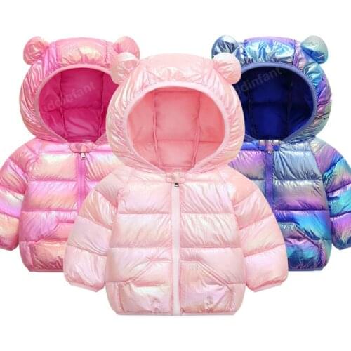 Winter jackets girls toddler jacket autumn winter baby coat with ears shiny girl jacket kids clothes infant outerwear children