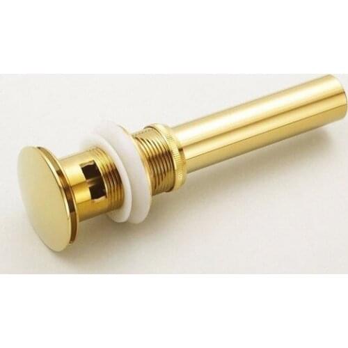 Gold Color Brass Large Round Cap Pop UP Bathroom Sink Drain With Overflow asd023