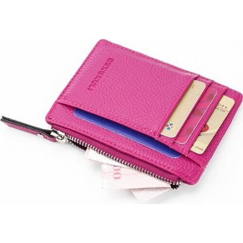 Wallet Mini PU Leather Card Holders Card Slots Purse Small Men Wallet Women Zipper Coin Pocket Ultra Thin Wallet