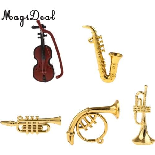5Pcs/Set Miniature Musical Instrument Model for 1/12 Dollhouse Action Figures Display Living Room Office Decor Great Kids Gift