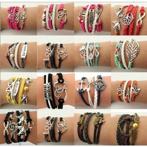 Multi layer Braided Bracelet Multi strand wax rope bracelet, woven rope, leather rope Multi layer Braided Bracelet hot sale
