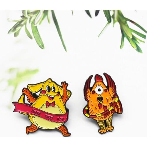 Fashion Creative Big Cock Turn Hula Hoop Weight Loss Animal Badge Big Yellow Dog Cheer On It Alloy Brooch Clothing Accessories