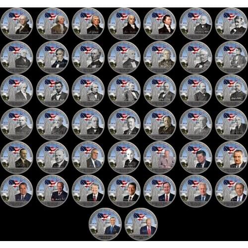 American Silver Coin Set US 45th Series President Coin Set Home Decorative Challenge Coin Art Ornament 45pcs Metal Crafts
