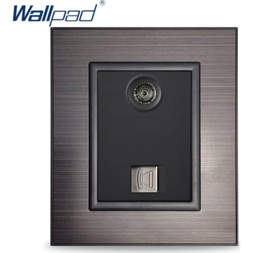 Wallpad TV TEL Socket Black Stainless Steel Panel Wall Weak Electricity Outlet