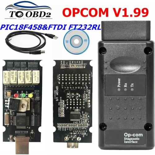 OP-COM V1.99 For Opel for S-AAB Chip PIC18F458&FTDI FT232RL Chip HW OPCOM CAN-BUS Interface OP COM Flash Update