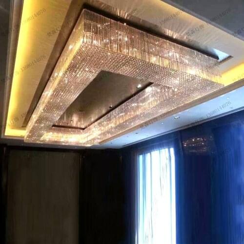 Hotel lobby project rectangular crystal lamp villa hall living room sales department sand table banquet hall custom lamps