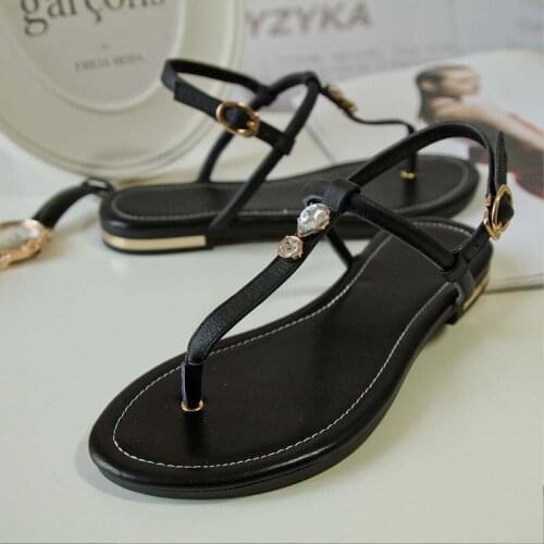 Womens Flip Flops Shoes Flat Sandals Summer Ladies Hollow Sandals Elegant Comfort Brand Sandals Real Cow leather 2021 Trendy