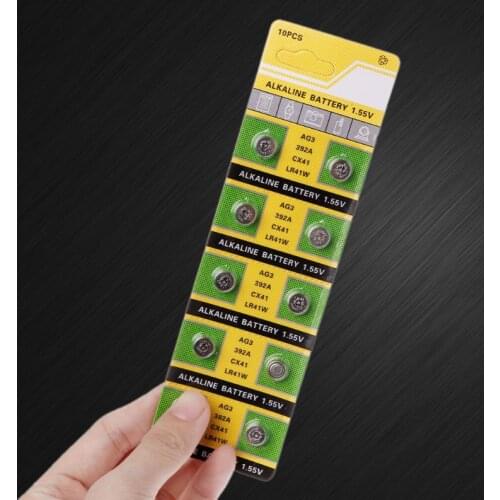 10PCS Cell Coin Alkaline Battery AG3 1.55V Button Batteries SR41 192 L736 384 SR41SW CX41 LR41 392 Lamp Chain Finger Light Watch