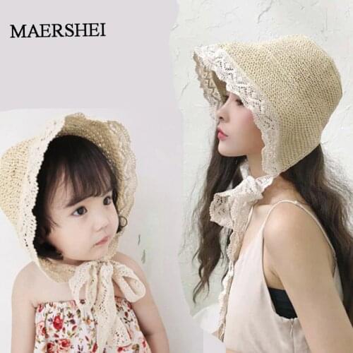 MAERSHEI 2019 Summer Hats For Women Straw Sun Hat Lady Girls Lace Ribbon Bow Panma Beach Hat Floppy Female Travel Folding Chapeu