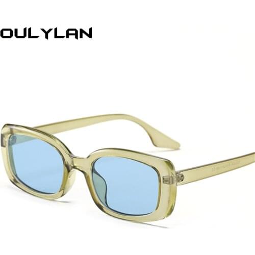 Oulylan Fashion Women Sunglasses Vintage Brand Designer Square Sun Glasses Men Small Rectangle Green Blue Eyewear Shades UV400