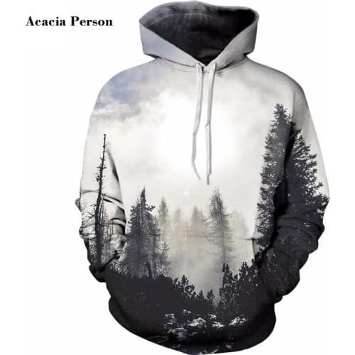 Acacia Person New Fashion Autumn Winter Men/women Thin Sweatshirts With Hat 3d Print Trees Hooded Hoodies Tops Pullovers