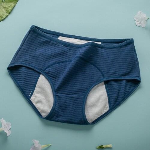 New Women Cotton Underwear for Physiological Period Breathable Mesh Leak Proof Menstrual Panties Middle Waist Soft Female Breifs
