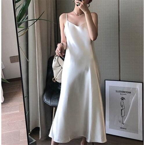 Sexy A-Line Casual women dresses 2021 Summer Sleeveless V-neck Long Dress temperament soft elegant strap dresses women clothing