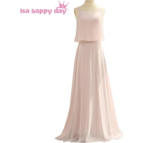 2020 women modest pink a line long chiffon spaghetti strap prom dress women occassions dresses elegant cheap party gowns W4304