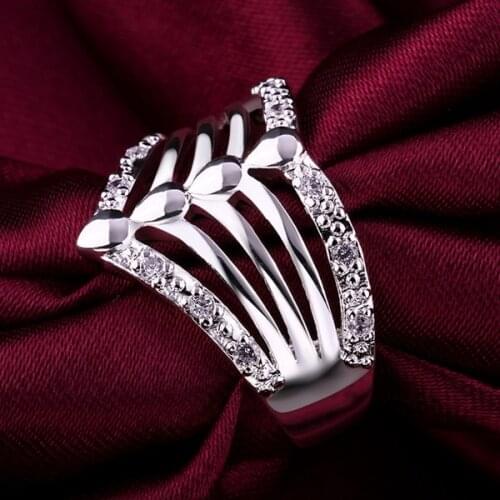 Fashion retro For WOMEN lady pretty nice elegant charm Silver color inlaid stone Ring Jewelry free shipping factory price R416