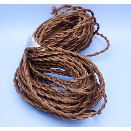 1meter/ 1.1yd /3.2ft Brown white Antique Textile Braided Woven Fabric Lamp Cable Wires Cord Chandelier Light 2 Cores 2*0.75mm