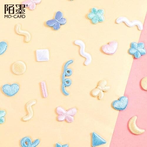 1PC Cute Heart and Stars Mini Embroidery Decorative Sticker for Clothes Bag Stationery
