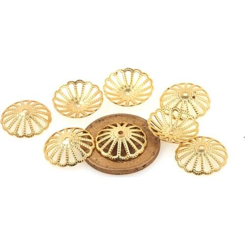 10PCS Brass Gold Flower Beads End Caps for Jewelry Making Finding Diy Accessories