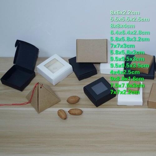 13 Sizes Party Favor Black Brown Paperboard Gift Packaging Boxes White Kraft Paper Handmade Storage Box Wedding Candy Square