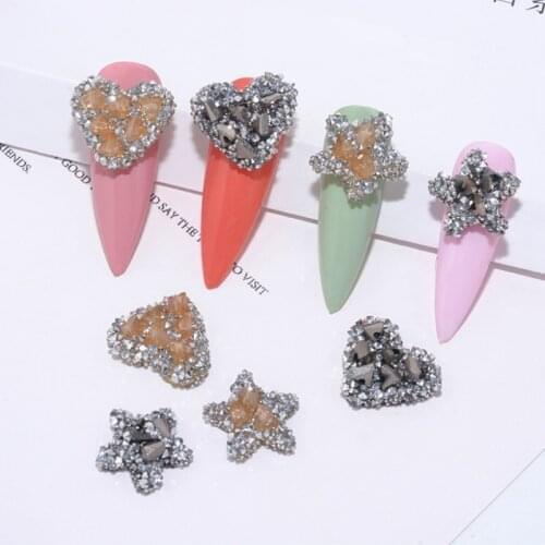 2Pcs Nail Crystal Luxury Charms Champagne/Black Crystal Large Rhinestones For Acrylic Nails Designer Nail Art Charms Manicure