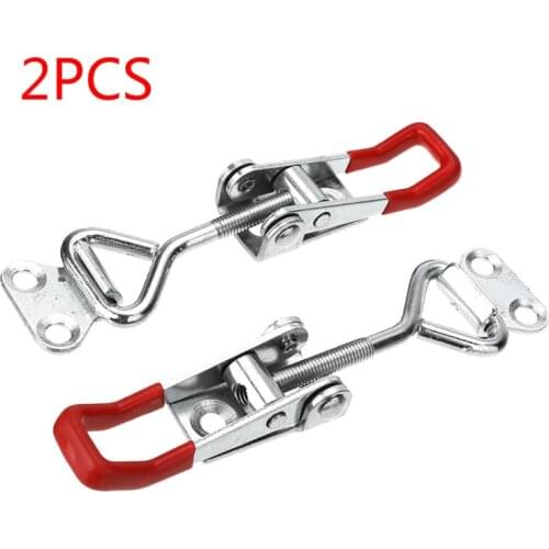 2PCS Metal Rubber Adjustable Latch Catch Toggle Clamp Furniture Hardware Cabinet Boxes Lever Handle Lock Hasp for Sliding Door