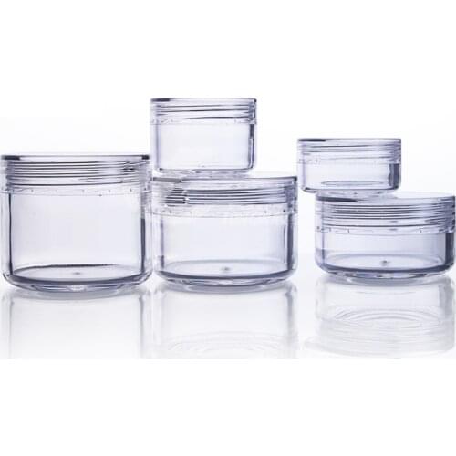 20pcs Plastic Cream Jar Clear Refillable with Lids Cosmetic Pots Container Eyeshadow Storage Box Tin Glitters 3g 5g 10g 15g 20g