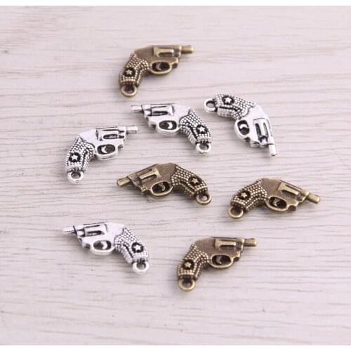 SWEET BELL 24pcs 13*16mm Two Color Metal Zinc Alloy Mini Pistol Charms Fit Jewelry Pendant Charms Makings