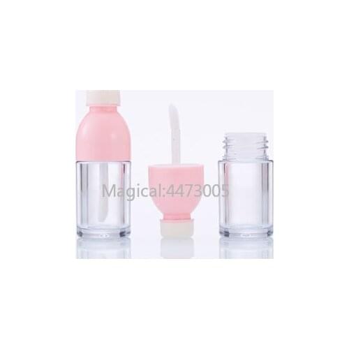 50/100pcs 8ml Empty Pink/Red Plastic Juice Bottle Lip Gloss Tube,DIY Clear Portable Makeup Tool,Refillable Cosmetics Container