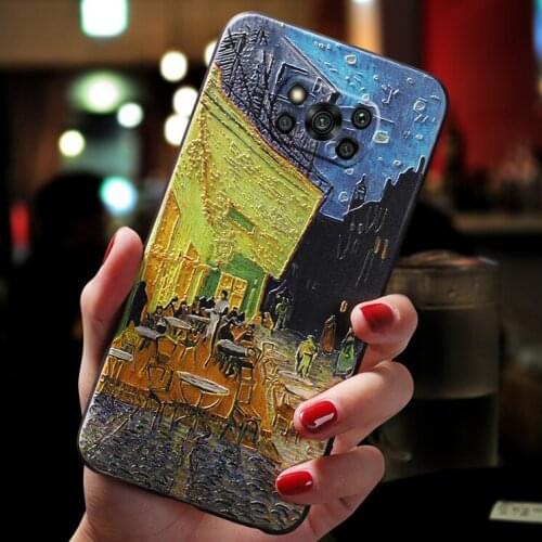 Phone Coque For Xiaomi POCO X3 Case Cover X3nfc X3Pro M3 F3 Back Shell 3d Emboss Art Oils Soft Businessman Protective Capa Bag