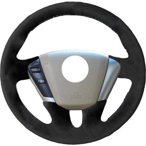 Auto Black Alcantara Material Suede Leather Car Steering Wheel Cover for Nissan Teana 2008-2012 Murano 2009-2014