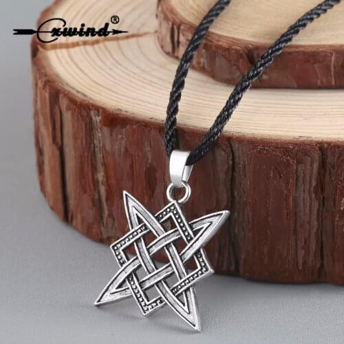 Cxwind Retro Slavic Norway Viking Square Pendant Necklace Star Rus Amulet Pendant Talisman Pagan Pendants Necklaces Men Jewelry