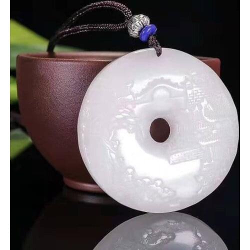 Designer Natural xinjiang hetian Ping'an buckled jade pendantt pendant free shipping