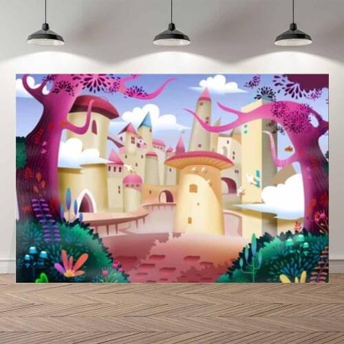 Seekpro Nature Fairy Tale Spring Cartoon Castle Trees Happy Easter Party Professional Studio Photography Backdrop Background