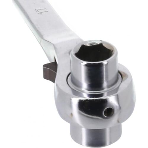 17-19mm Ratchet Spanner Dual Head Socket Heavy Duty Chrome Vanadium Steel Sturdy Ratcheting Wrench for Cars Disassembly Tool