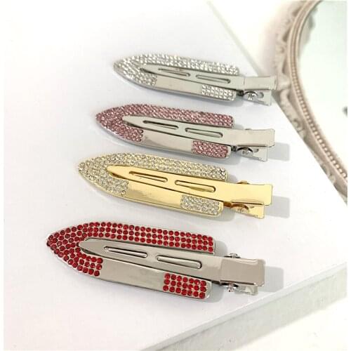 INS Rhinestone Metal Seamless No Bend Hair Clips Barrettes No Mark Pin Makeup No Crease Hair Clip Hair Styling Bang Clip