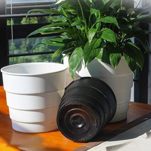 Resin Flowerpot with Tray Saucer Garden Breathable Thickened Plants Container Flower Pot Holder Home Garden Decor
