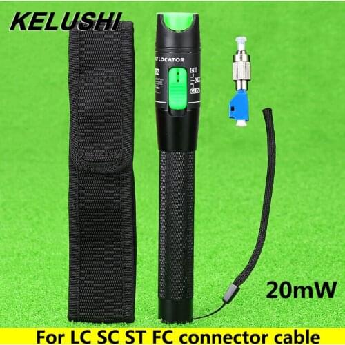 KELUSHI 20mW Pan Type Aluminium Visual Fault Locator with FC to LC Adapter Fiber Optic Cable Tester Meter For CATV