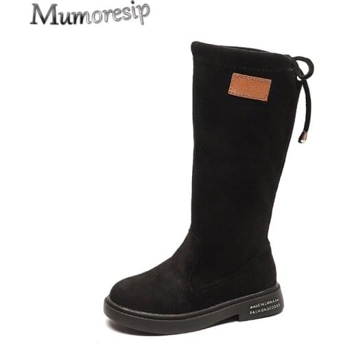 Classic Girls Boots Single Layer For Autumn Spring Kids High Boots With Band Bow-knot Fashion Princess Children Big Girl Boots
