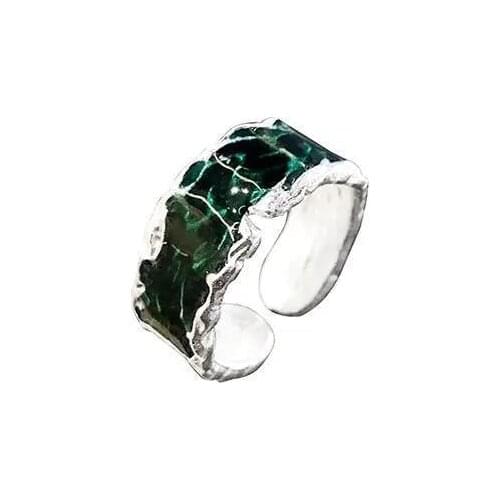 New Ins Original Return To True Me Green Opening Personality Simple Wild Ring Niche Design Cold Wind Ring Jewelry Accessories