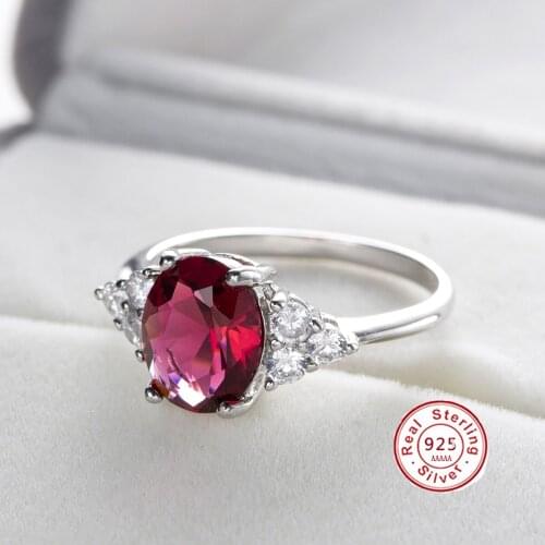 Luxury Red Stone Rings for Women Fashion Jewelry Flower Ring Ladies Accessories Ring Bague Femme Anillos Mujer Wholesale