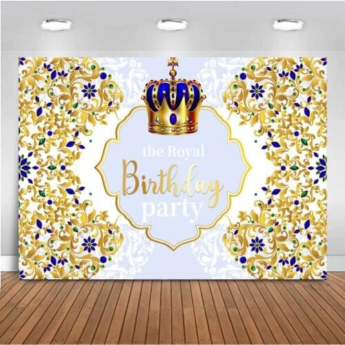 Royal Crown Prince Newborn Baby Shower Backdrop For Photography Gold Glitter Background For Photo Studio Supplies Party Decor