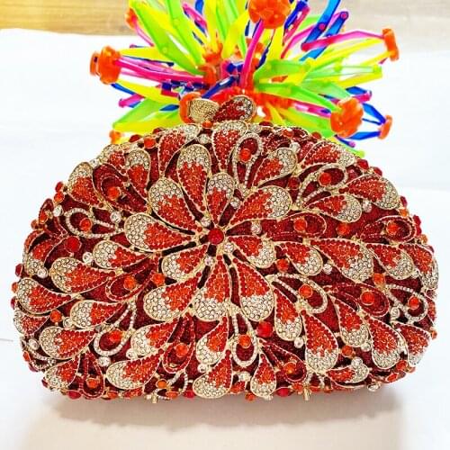 Best Gift To Girls Red/Orange/White Evening Clutch Bags Luxury Mini Rhinestone Dinner Clutches Fashion Women’s Wedding Purses