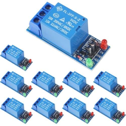10pcs 5v Relay Module for Arduino ARM PIC AVR MCU 5V Indicator Light LED 1 Channel Relay Module Works with Arduino Boards
