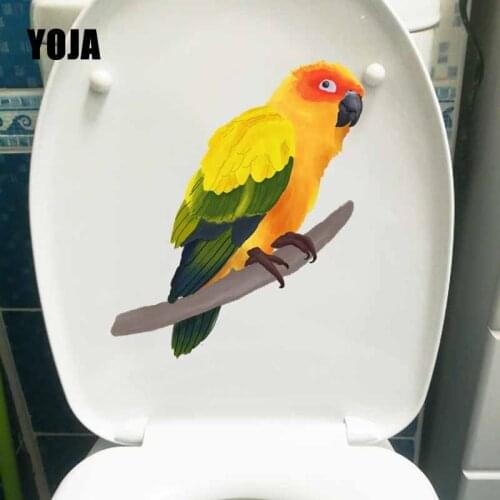 YOJA 19.5X22.8CM Art Mural Wall Sticker Tropical Birds And Branches Toilet Decal Bathrooom Home Decor T5-0678