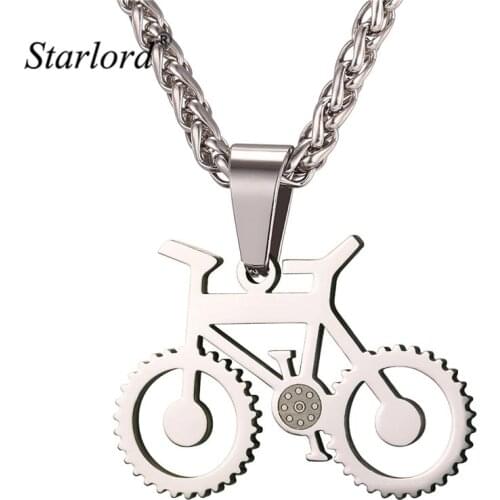 Bicycle Charming Pendants & Necklaces Stainless Steel/Gold Color Rope Chain For Men Punk Rock Biker Jewelry New Fashion GP2399